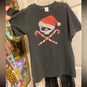 Christmas Skull and cross bones Candy cane tee